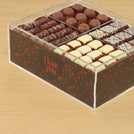 "I love you" shimmering hearts design premium chocolate gift acrylic box