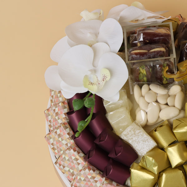 Ramadan chocolate & sweets leather round tray