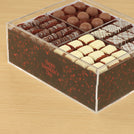 Happy Valentine's Day shimmering red hearts design premium chocolate gift acrylic box