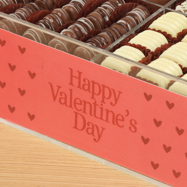 Happy Valentines Day red heart design premium chocolate gift acrylic box