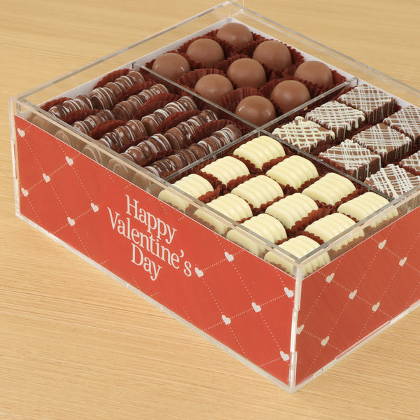 Happy Valentine's Day diamond heart liner design premium chocolate gift acrylic box
