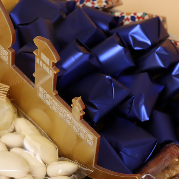 Ramadan eid decorated chocolate & sweets round leather tray