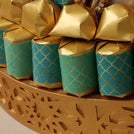 Eid Ramadan designed premium chocolate & sweets wood pattern round tray