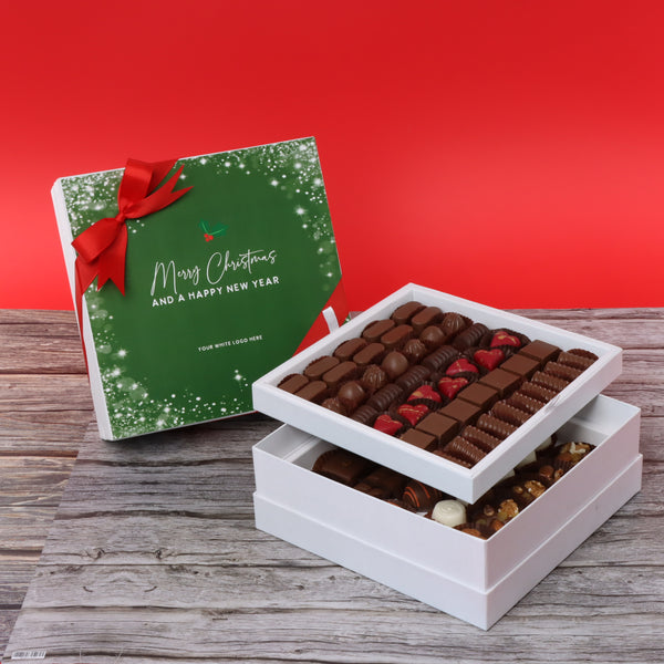 Merry Christmas snow flakes designed premium chocolate 2 layer hard box