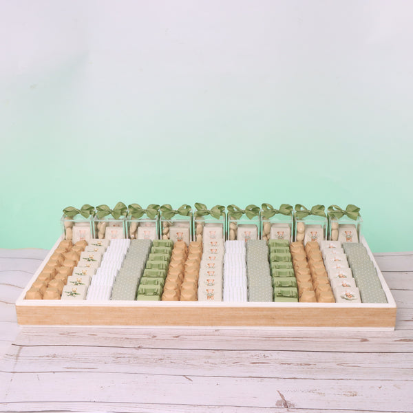 Baby sage green designed chocolate & giveaways large leather tray