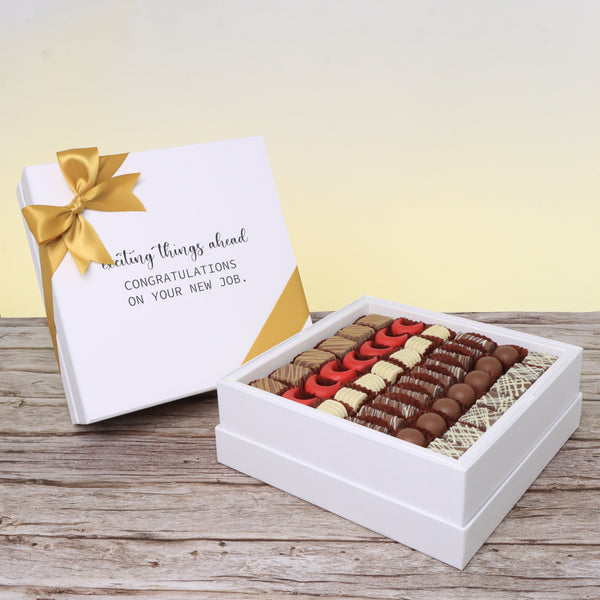 Congratulations on your new job premium chocolate one layer hard box