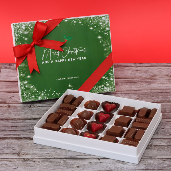 Merry Christmas snow flakes designed premium chocolate 20 piece hard box