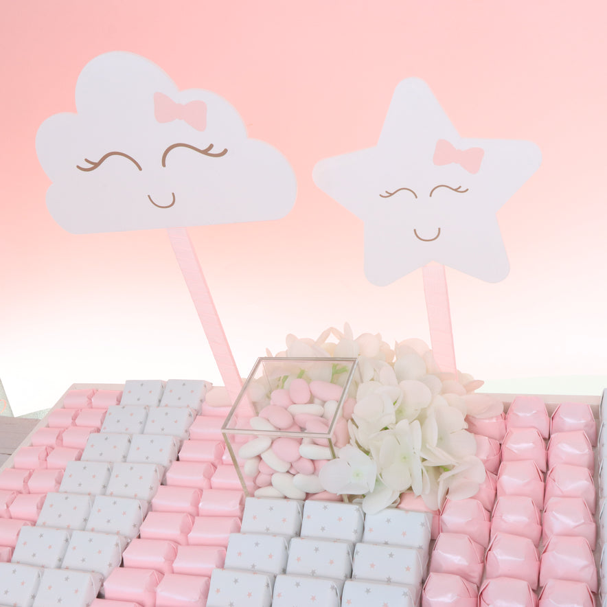 Baby girl cloud star theme designed premium chocolate large leather tray