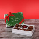 Set of 8 Merry Christmas snow flakes designed premium chocolate 6 piece hard box