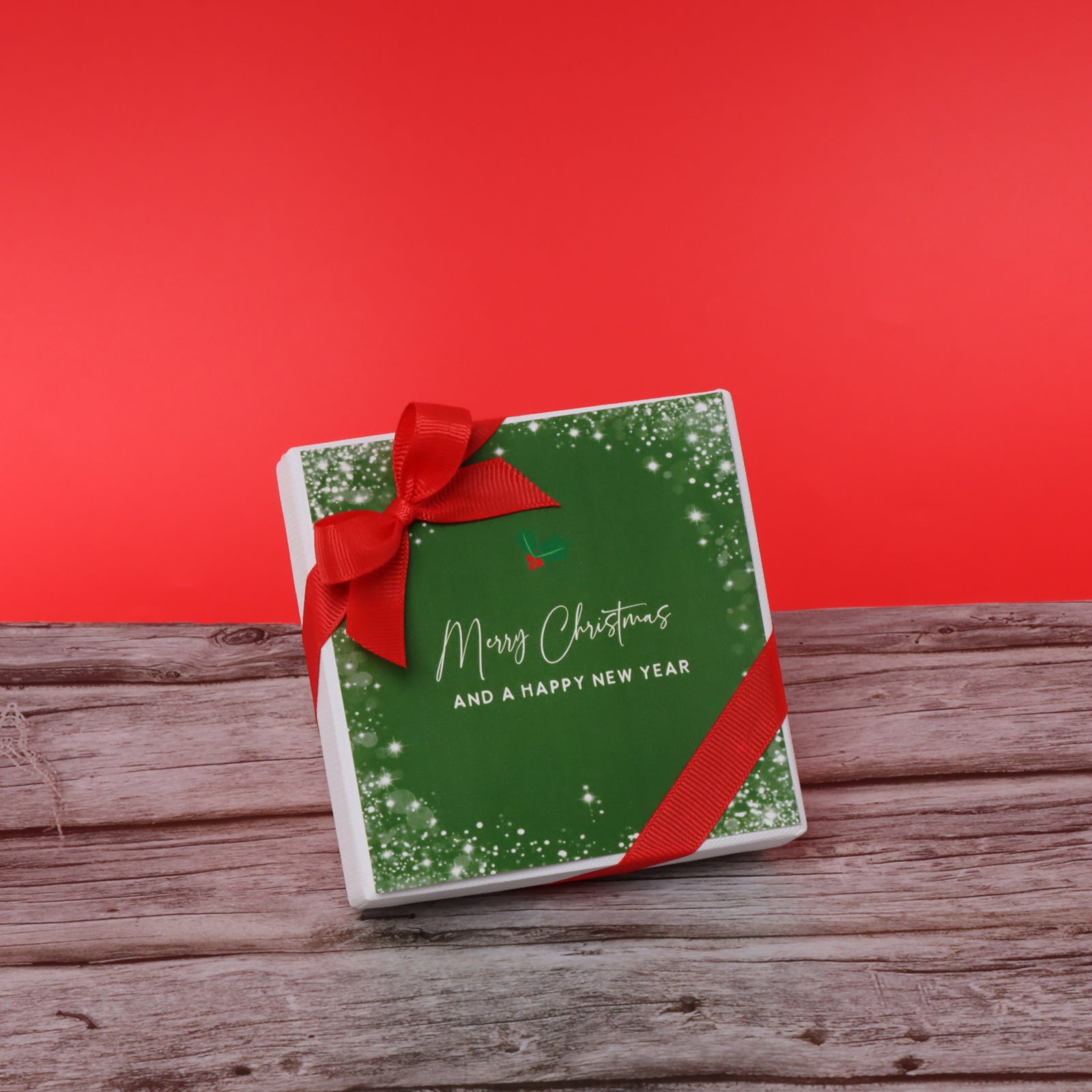 Set of 15 Merry Christmas snow flakes designed premium chocolate 4 piece hard box