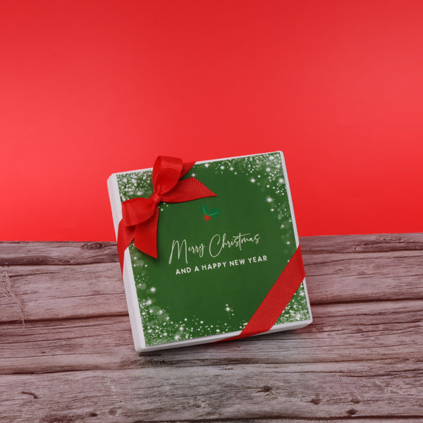 Set of 15 Merry Christmas snow flakes designed premium chocolate 4 piece hard box