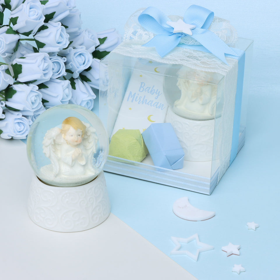 Set of 20 Angel globe with chocolate clear box