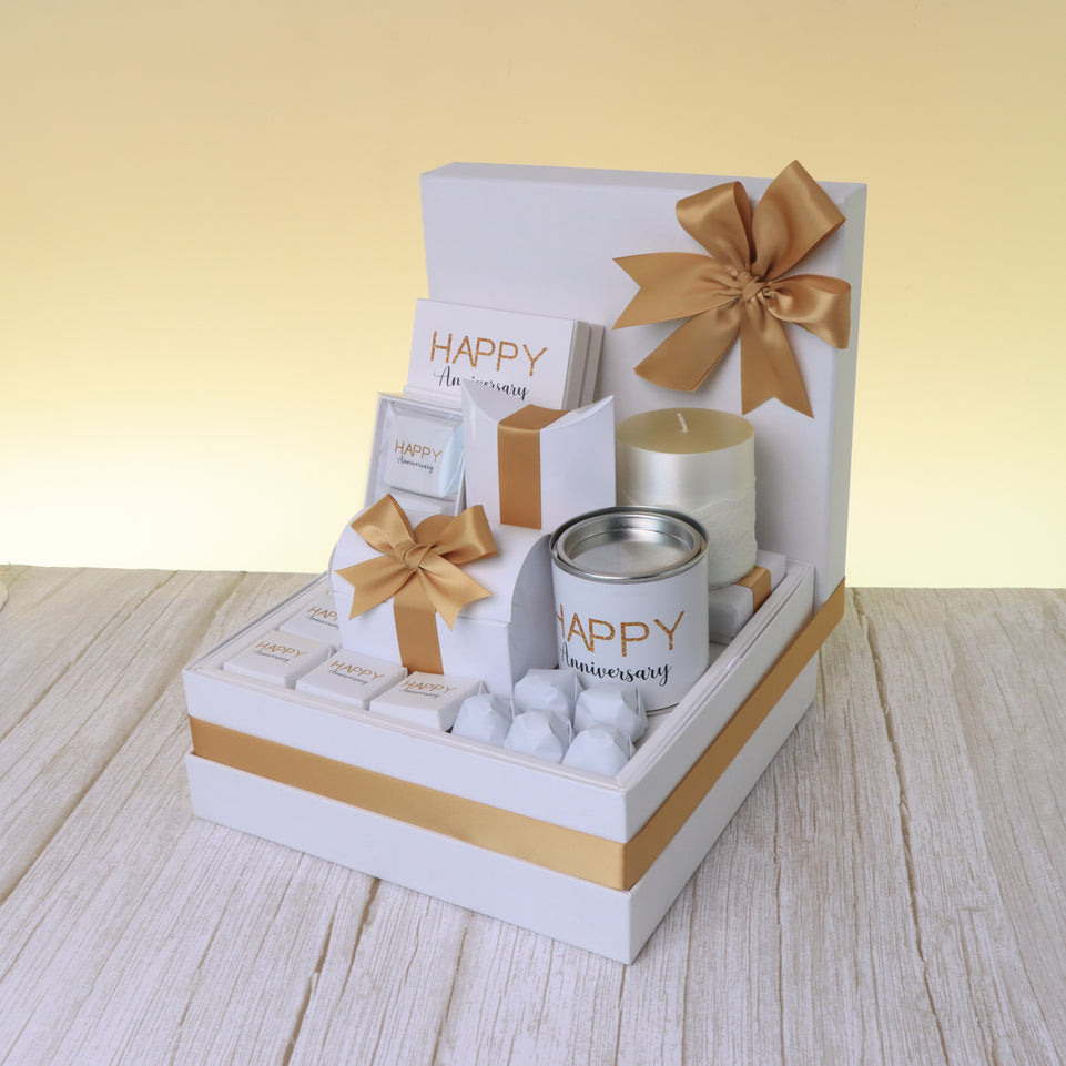 Happy anniversary designed premium chocolate & sweets large hamper