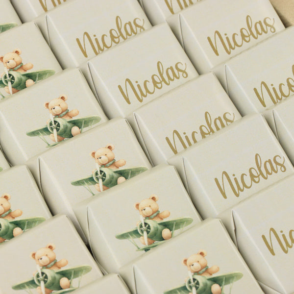 Baby boy teddy theme design premium chocolate medium leather tray