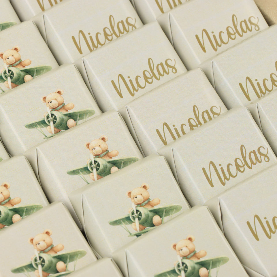 Baby boy teddy theme design premium chocolate medium leather tray