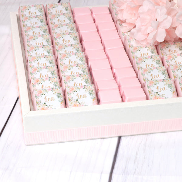 Baby flower designed personalized. premium chocolate large leather tray
