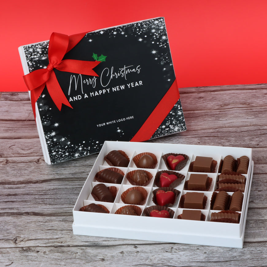 Merry christmas & happy new year snow flake designed chocolate 20-piece hard box