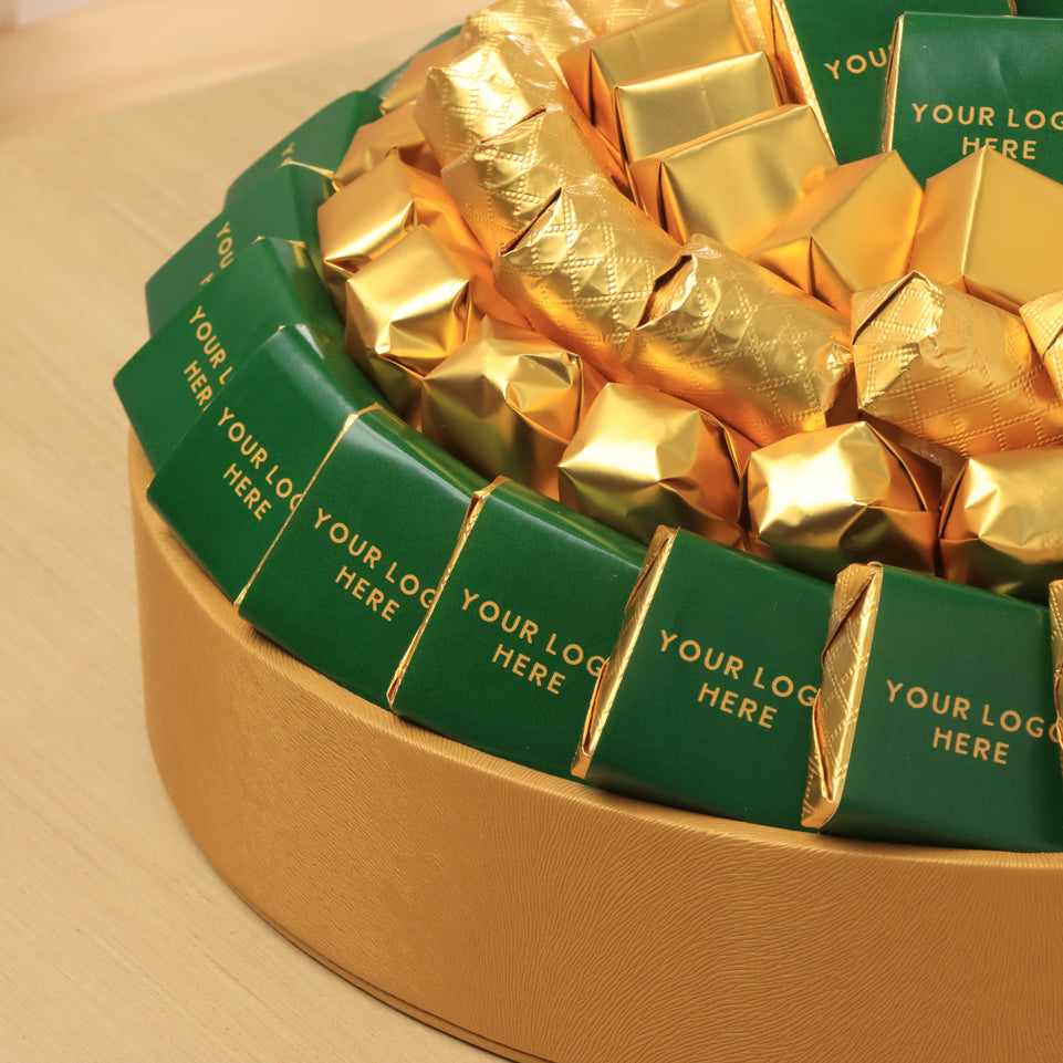 Corporate customized premium chocolate round leather tray