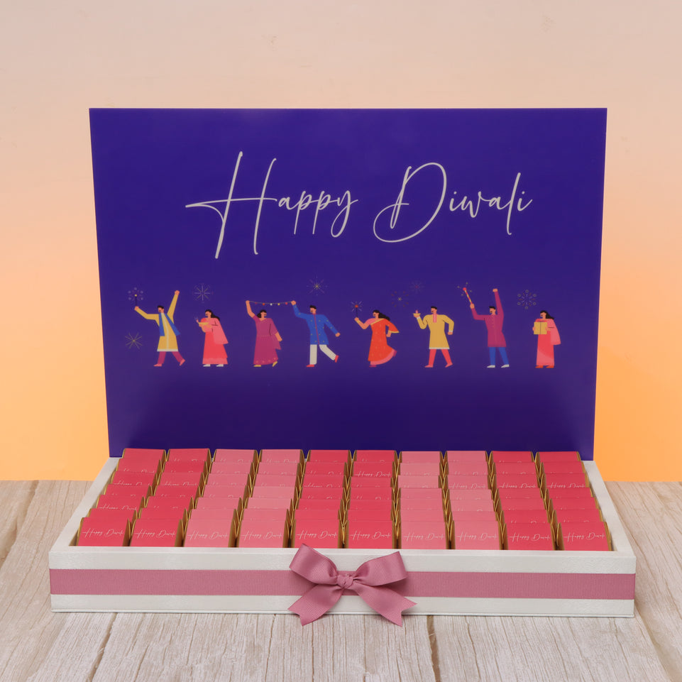 Happy diwali festive designed premium chocolate medium leather tray