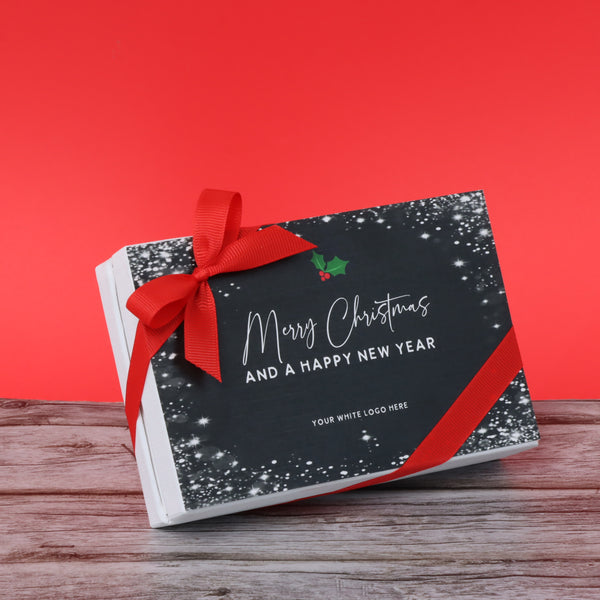 Set of 8 Merry Christmas & happy new year snowflakes designed premium chocolate 6 piece hard box