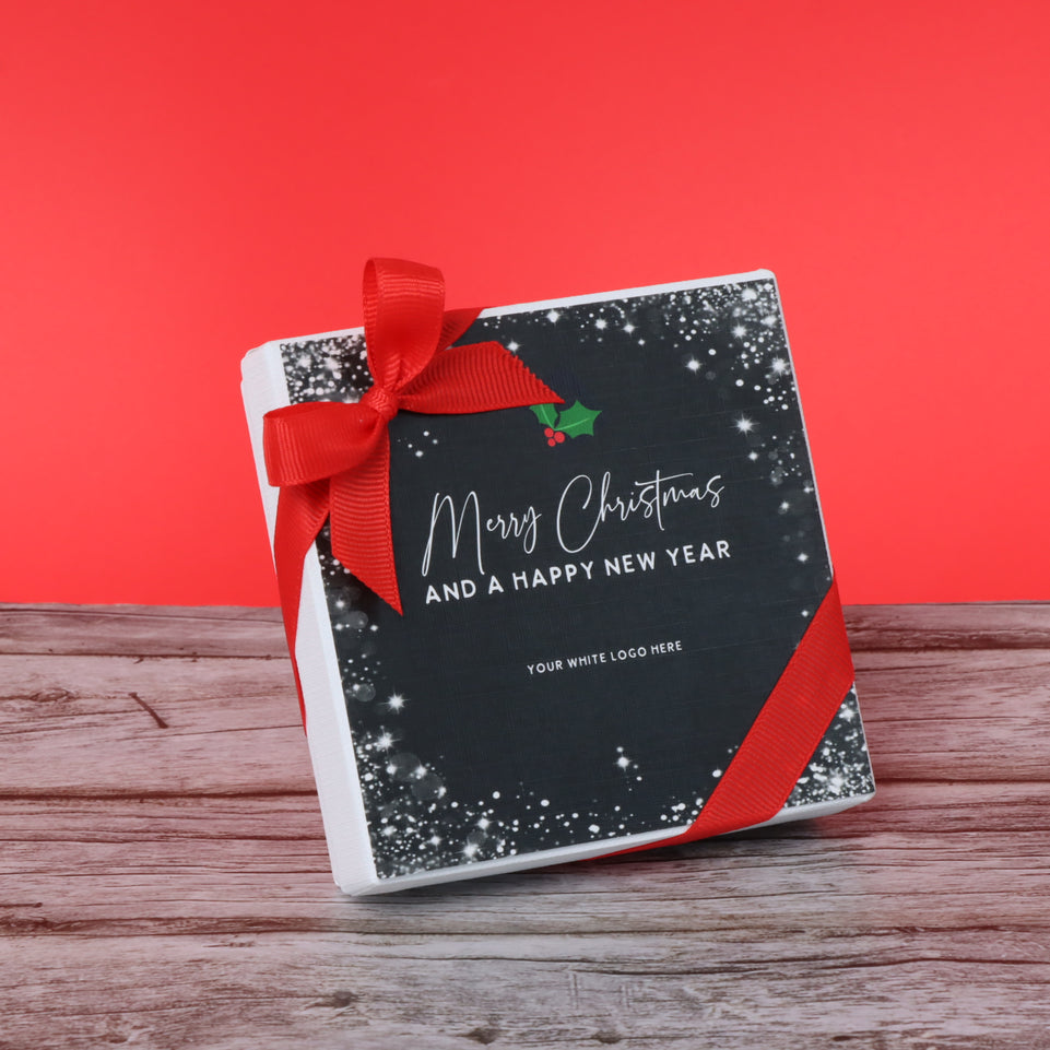 Merry christmas & happy new year designed chocolate 4- piece hard box giveaway