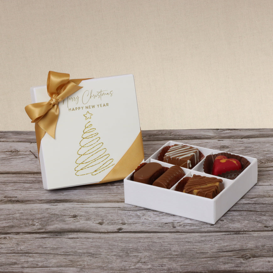 Merry christmas & happy new year designed chocolate 4 -piece hard box giveaway