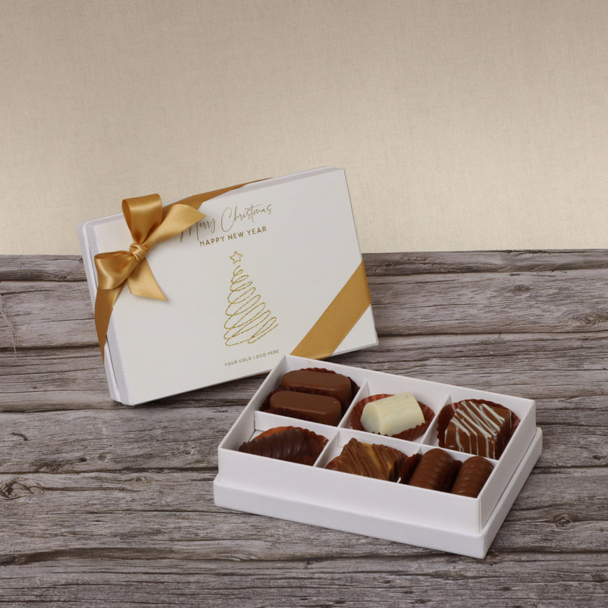 Season's greetings , Merry christmas & happy new year designed chocolate 6- piece hard box giveaway