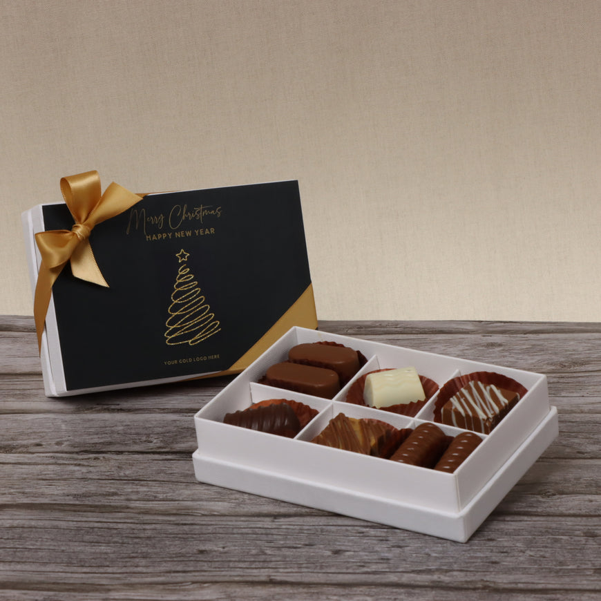 Season's greetings , Merry christmas & happy new year designed chocolate 6-piece hard box