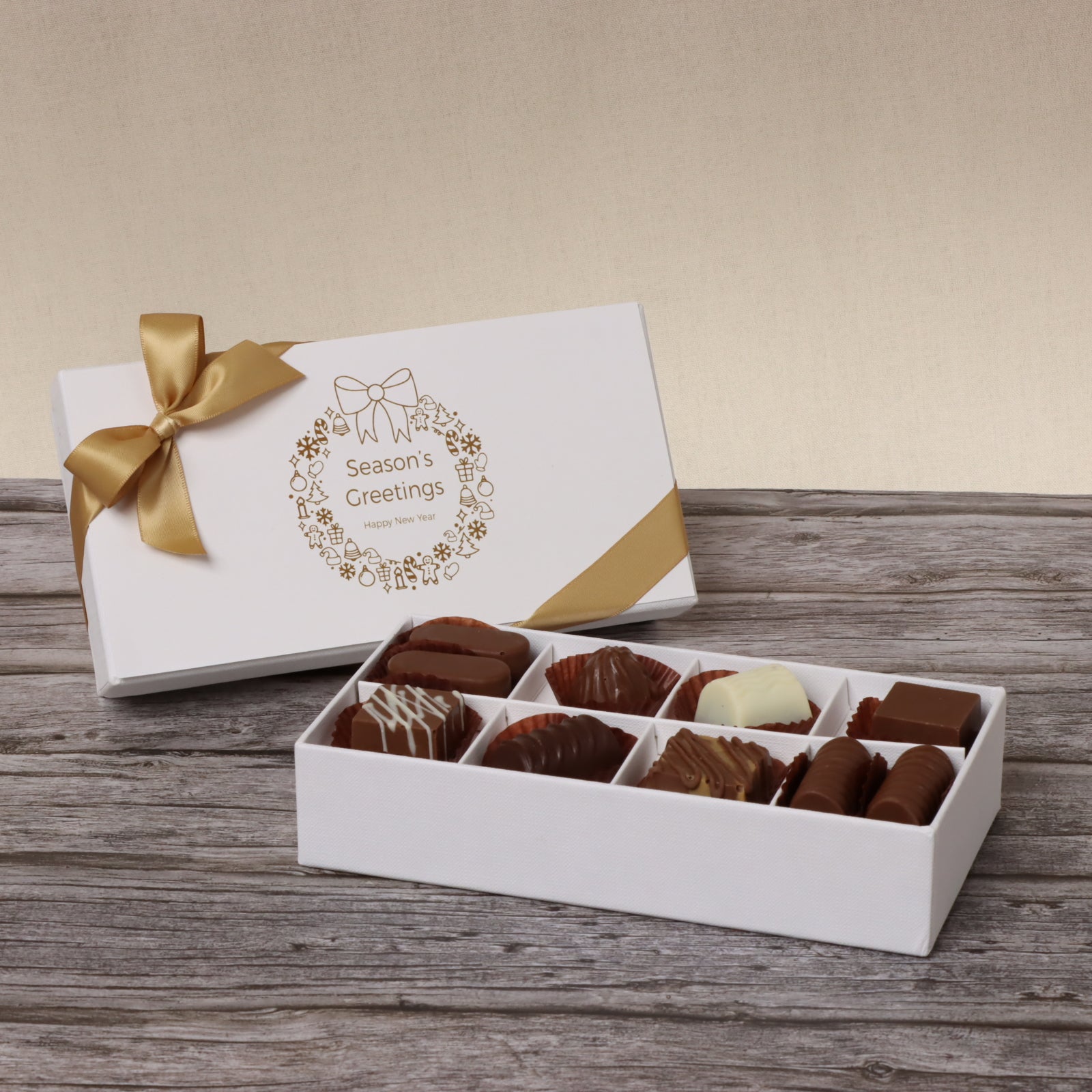 Set of 6 Season's greetings wreath designed premium chocolate 8P hard box