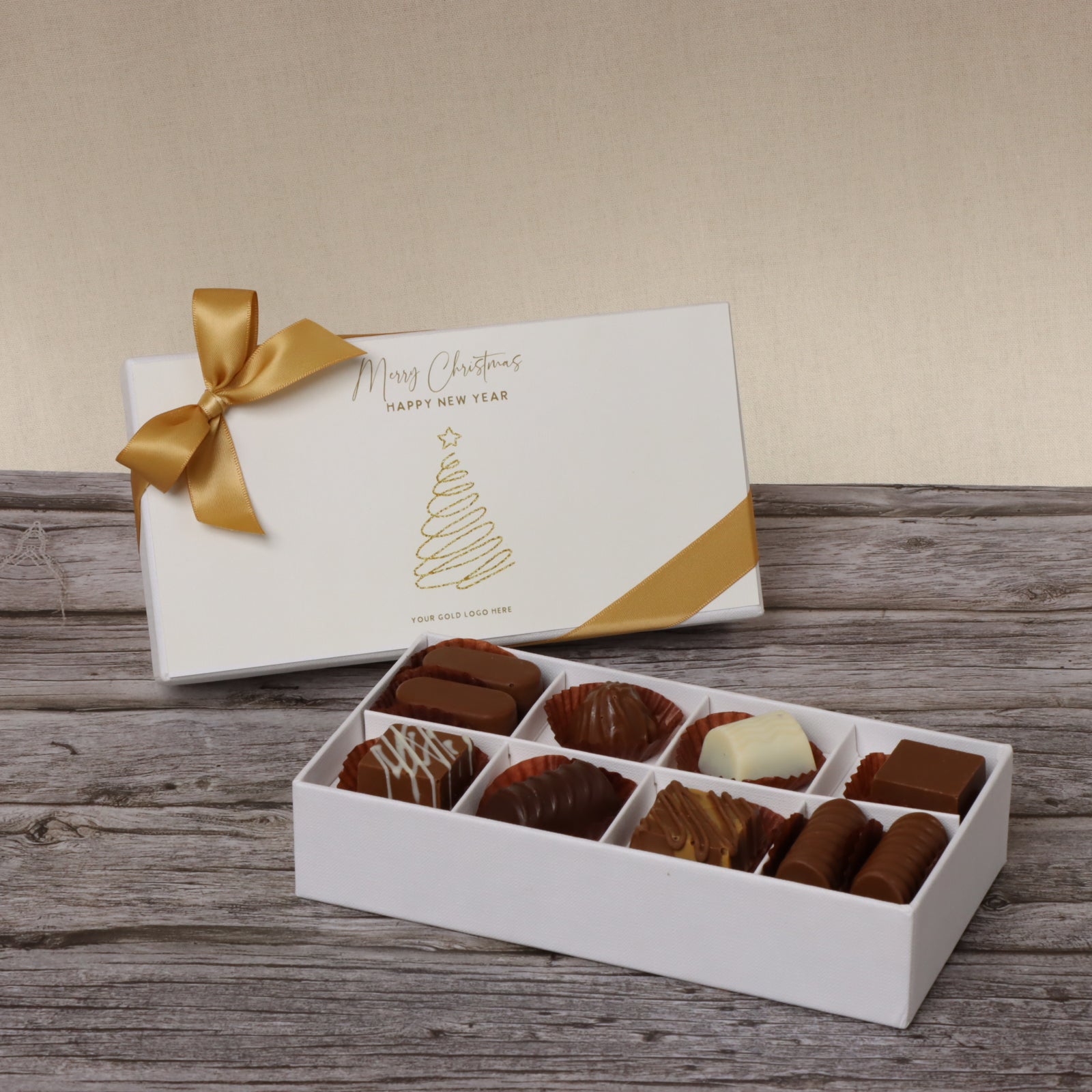 Set of 6 Merry Christmas & new year designed premium chocolate 8P hard box