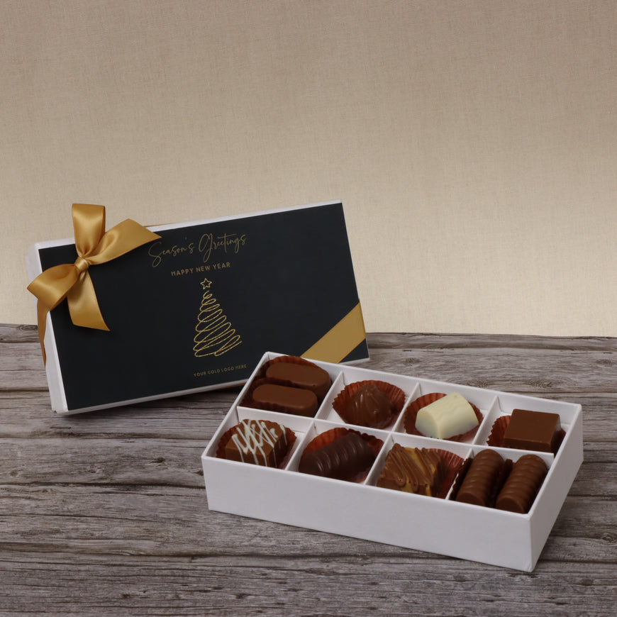 Season's greetings , Merry christmas & happy new year designed chocolate 8-piece hard box