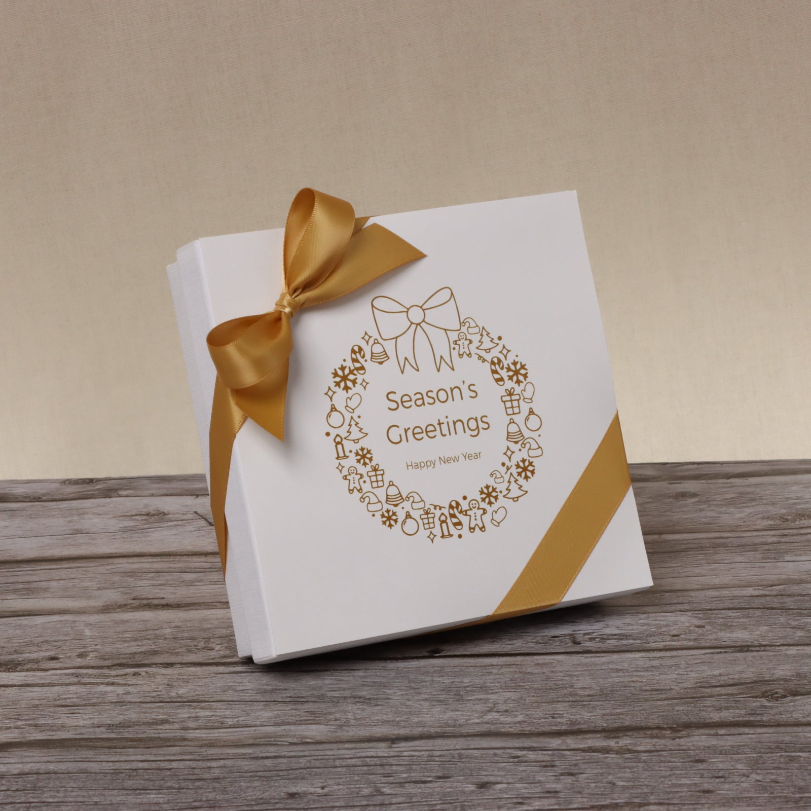 Season's greetings wreath designed premium chocolate 9 piece hard box