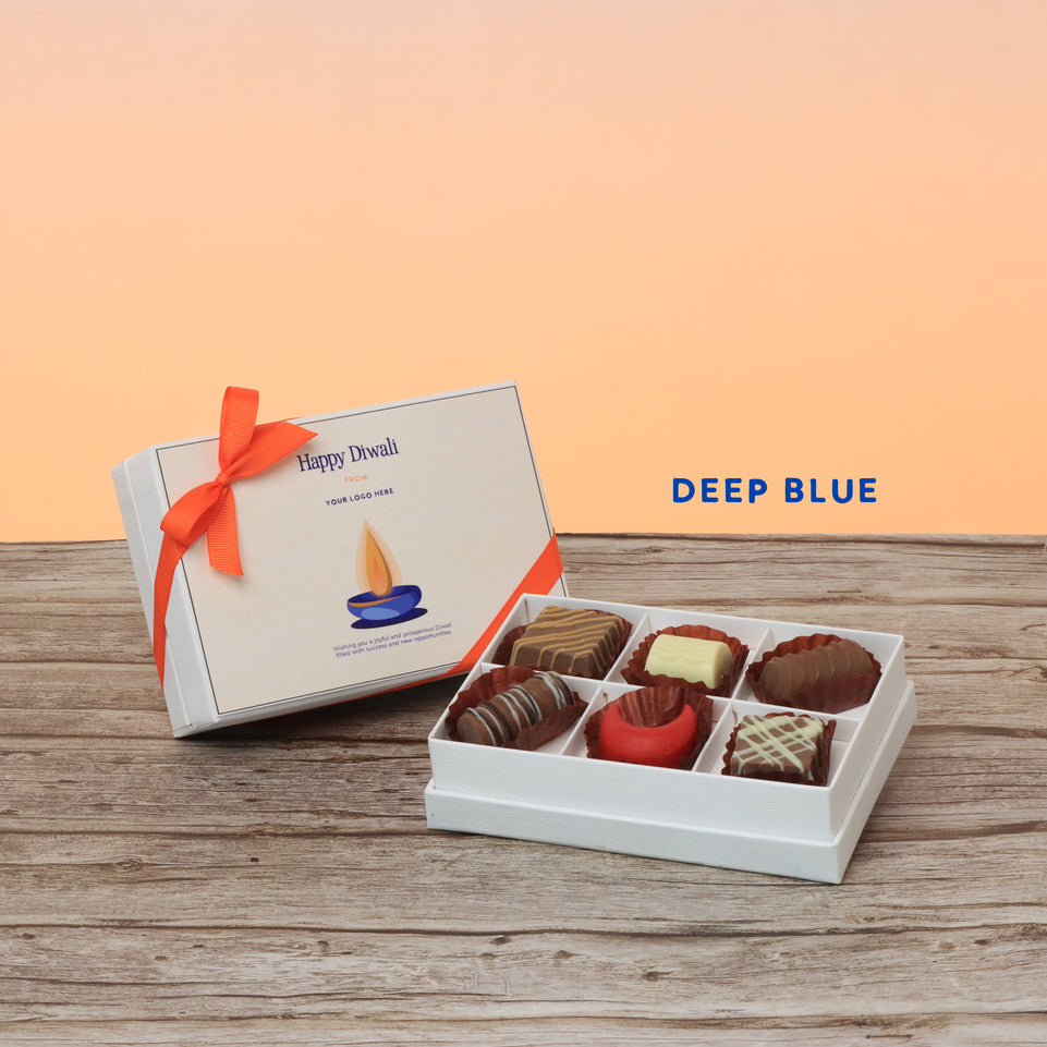 Set of 8 corporate customized diwali candle designed premium chocolate 6P hard box