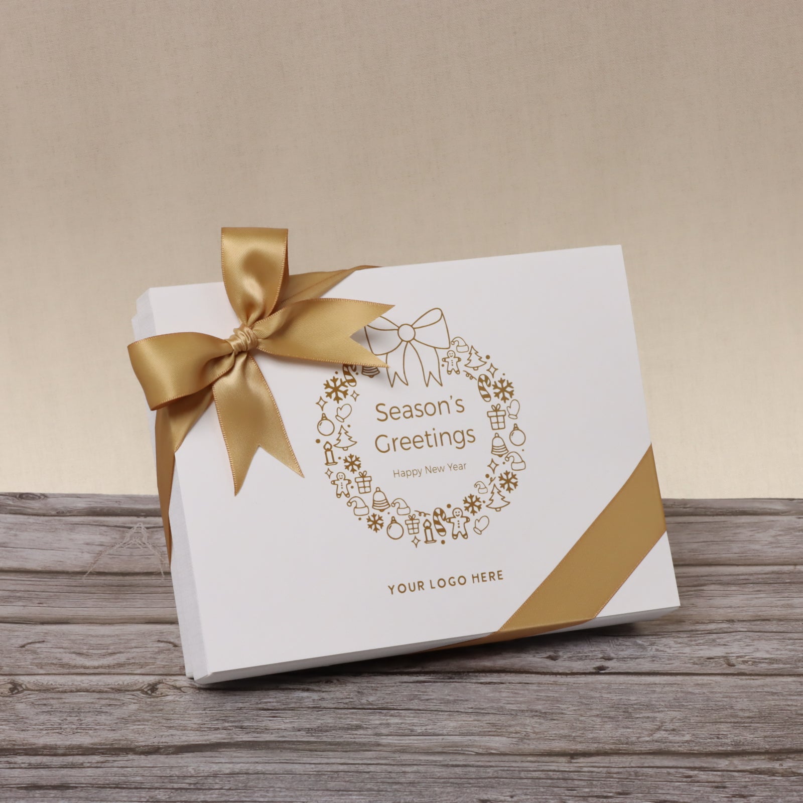 Season's greetings wreath designed premium chocolate 12 piece hard box