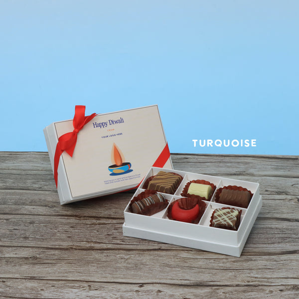 Set of 8 corporate customized diwali candle designed premium chocolate 6P hard box