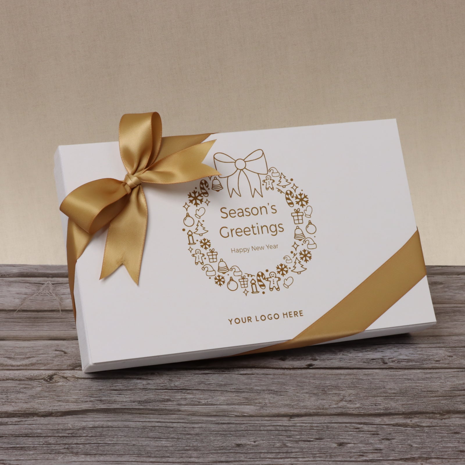 Season's greetings wreath designed premium chocolate 15 piece hard box