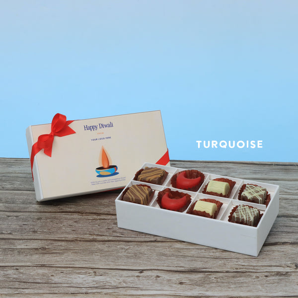 Set of 6 corporate customized diwali candle designed premium chocolate 8P hard box