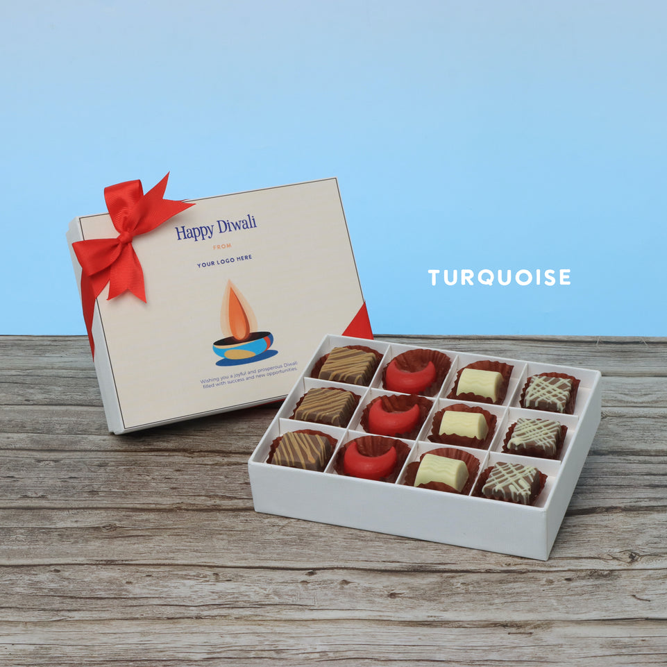 Set of 5 corporate customized diwali candle designed premium chocolate 12P hard box