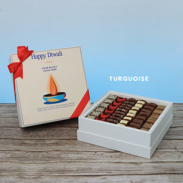 Set of 2 corporate customized diwali candle designed premium chocolate hard box