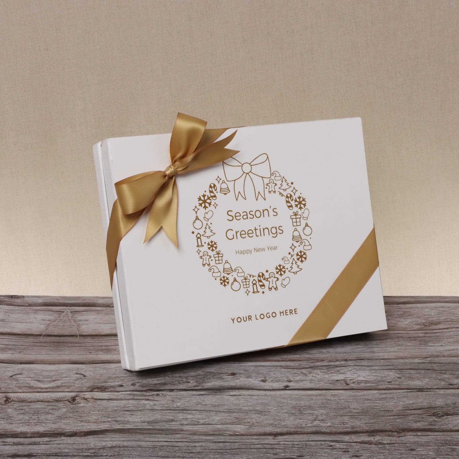 Season's greetings wreath designed premium chocolate 20 piece hard box