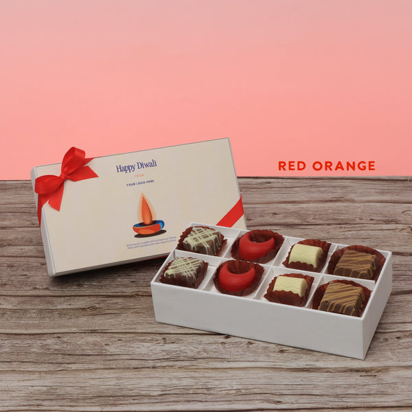 Set of 6 corporate customized diwali candle designed premium chocolate 8P hard box