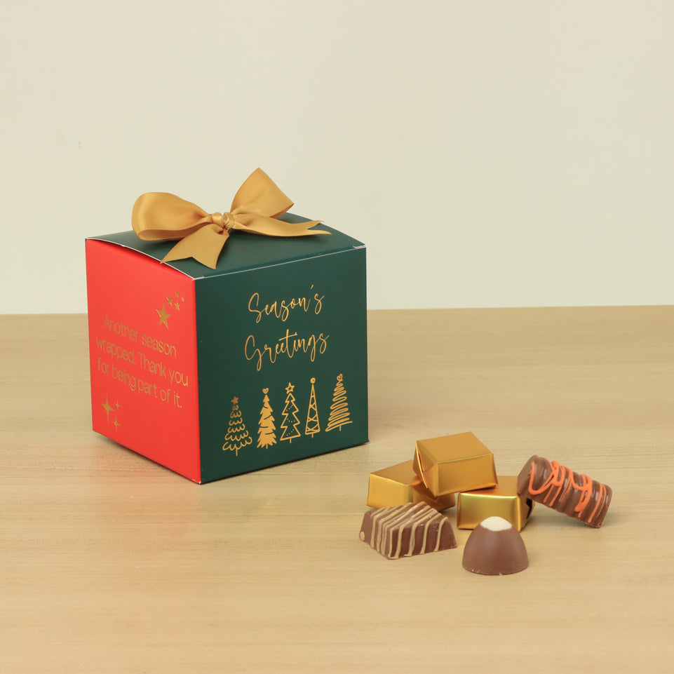Set of 20 christmas designed premium chocolate soft cube box