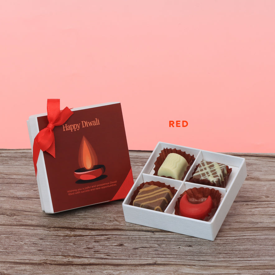 Set of 15 Happy diwali candle red designed premium chocolate 4P hard box