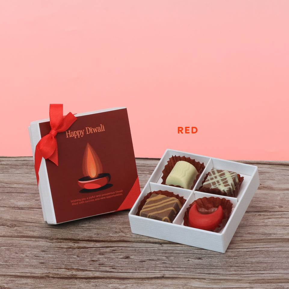 Set of 15 Happy diwali candle red designed premium chocolate 4P hard box