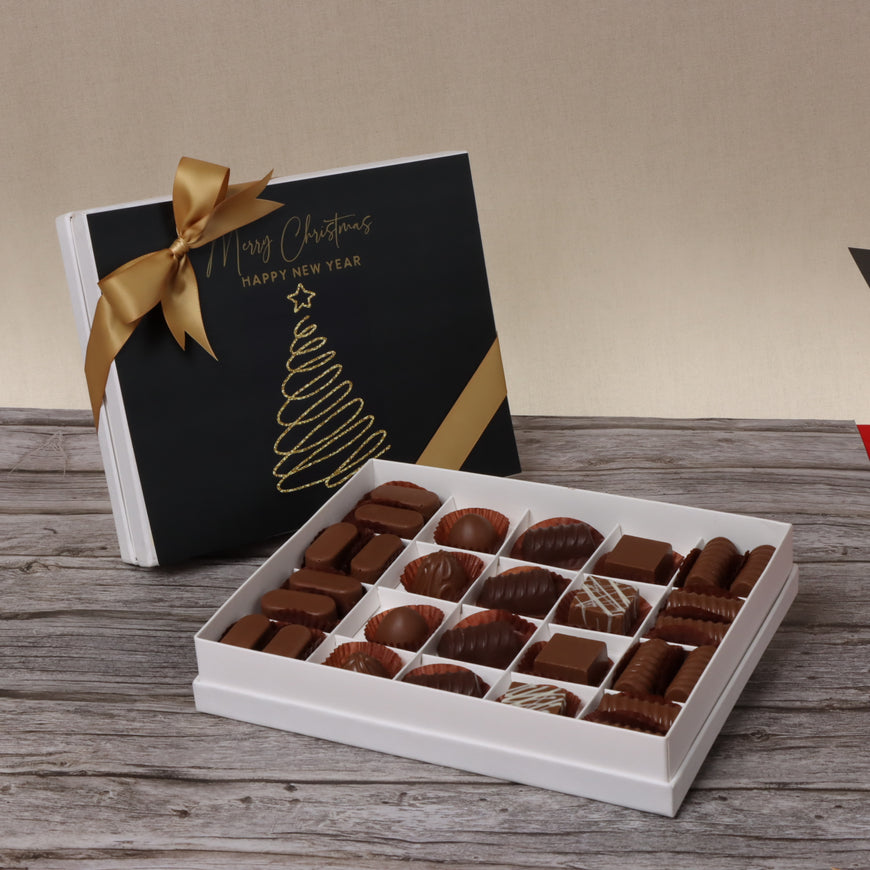 Season's greeting happy new year designed chocolate 20-piece hard box