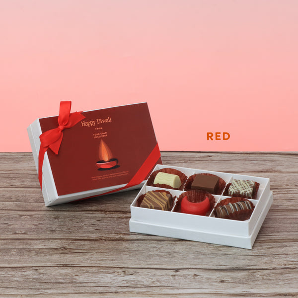 Set of 8 corporate customized diwali candle designed premium chocolate 6P hard box