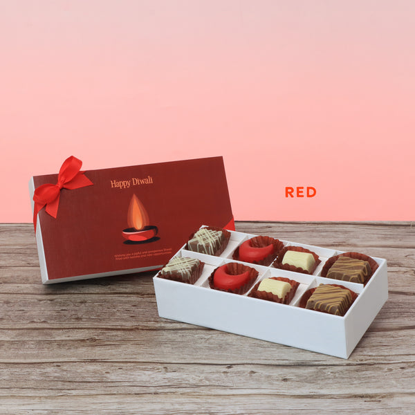 Set of 6 Happy diwali candle designed premium chocolate 8P hard box