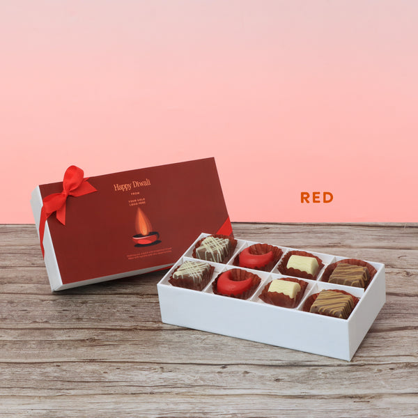 Set of 6 corporate customized diwali candle designed premium chocolate 8P hard box