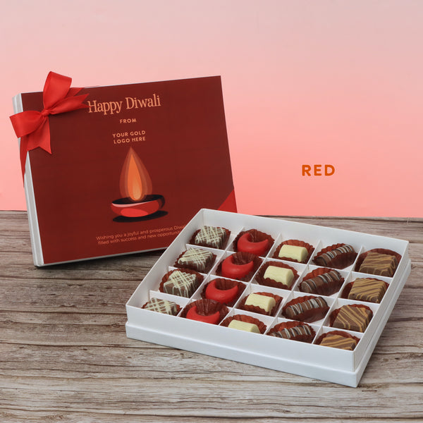 Set of 3 corporate customized diwali candle designed premium chocolate 20P hard box