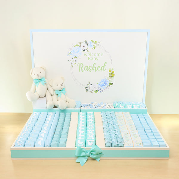 Baby boy personalized premium chocolate large wood tray